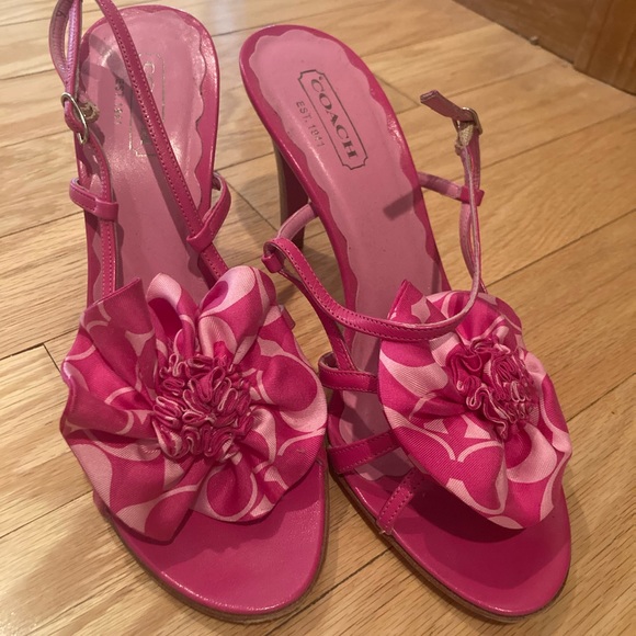 Coach Pink Heeled Sandals Size 9 - Picture 1 of 2